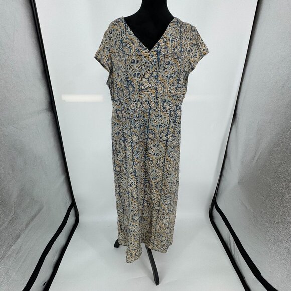 Pure Jill Elements Floral Maxi Dress Size L Empire Waist Oversized Peasant Boho - Picture 3 of 7